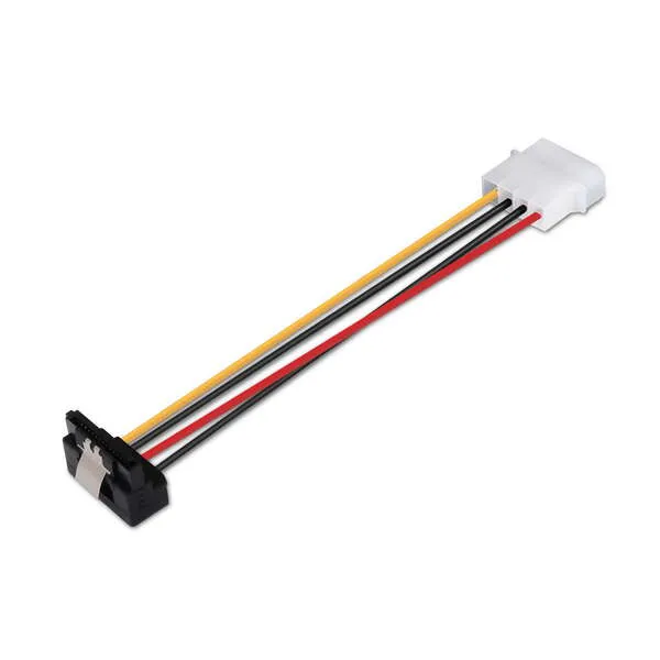 Aisens Cable Sata Alim Acodado Con Anclajes - Molex 4Pin/M-Sata Hembra - 16Cm - 100% Cobre - Color Negro
