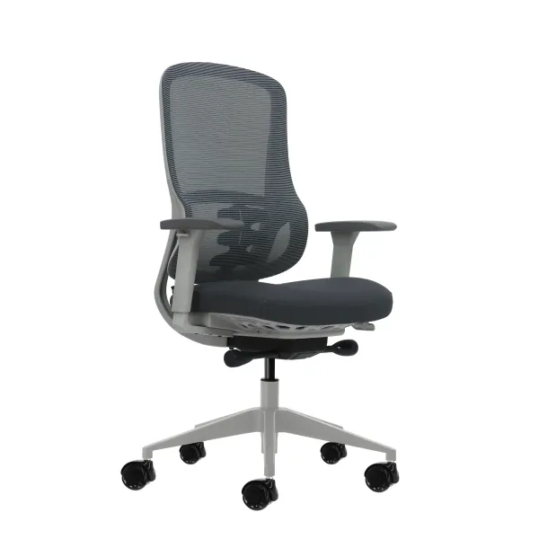 Oqonos Cherg 023 Silla De Oficina Ergonomica Con Mecanismo Autobalanceado, Reposabrazos 4D, Asiento Deslizable Y Ruedas De Silicona - Gris