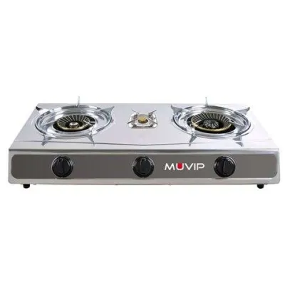 Muvip Serie Strong Cocina De Gas Inox 3 Fuegos - Encendido Piezoelectrico - Quemador De Hierro Fundido Desmontable