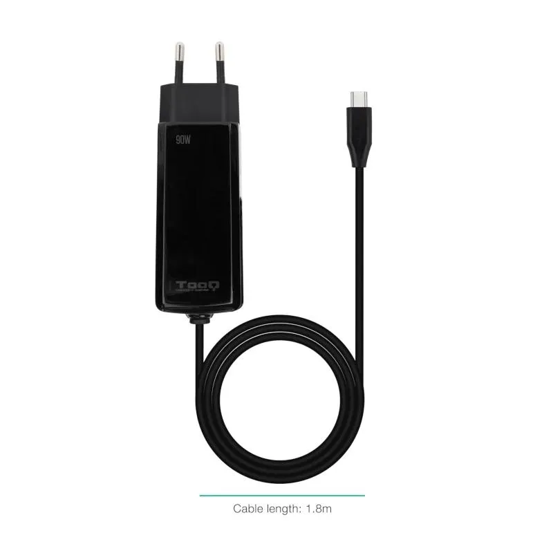 TOOQ Cargador De Pared USB-C PD 90W Con Sistema GaN Color Negro Cubico