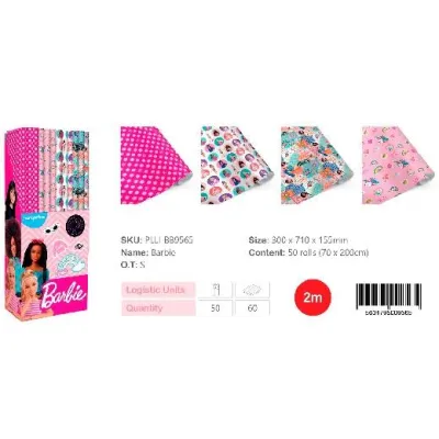 Europrice Papel De Regalo Rollos 70cm X 2m Barbie