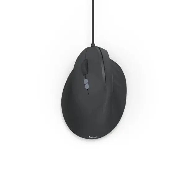 Hama ECM-500L Ratón Óptico Vertical para Zurdos 1800dpi, Cable 180cm, 7 Botones, Negro