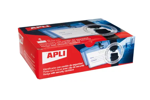 Apli Caja Identificador Horizontal 90x56mm con Cordón de Seguridad - 25 Unidades