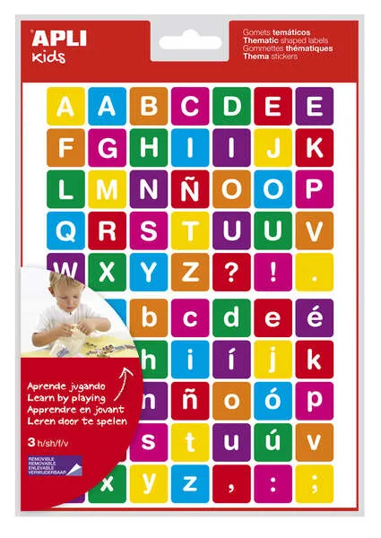 Apli Gomets Temáticos Letras - 210 Gomets Adhesivo Removible Color Variado