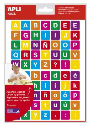 Apli Gomets Temáticos Letras - 210 Gomets Adhesivo Removible Color Variado