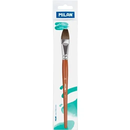 Milan Pincel Escolar Plano Serie 121 Nº 24 En Bolsita C/Colgador Marrón