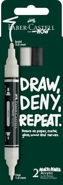 Faber-Castell Multimark Acrylic Pack - 2 Rotuladores Acrílicos Doble Punta 1mm y 3mm