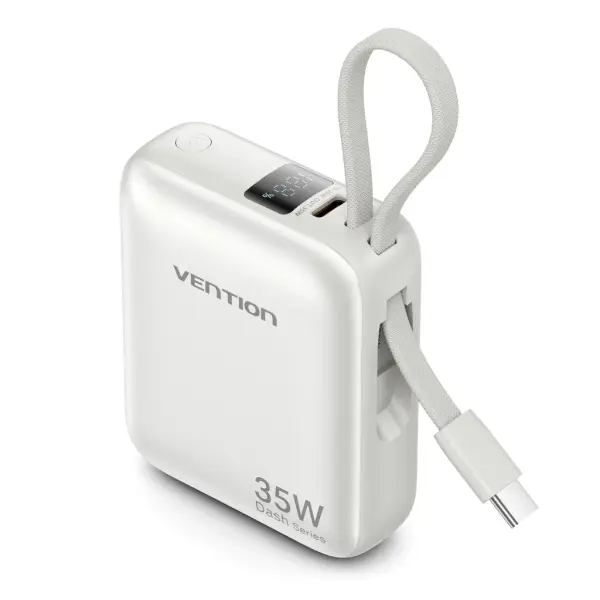 Vention Mini Powerbank De 10000Mah - Potencia De Salida Hasta 35W - Cable Usb-C Integrado - Power Delivery - Tecnologia Pps - Color Gris