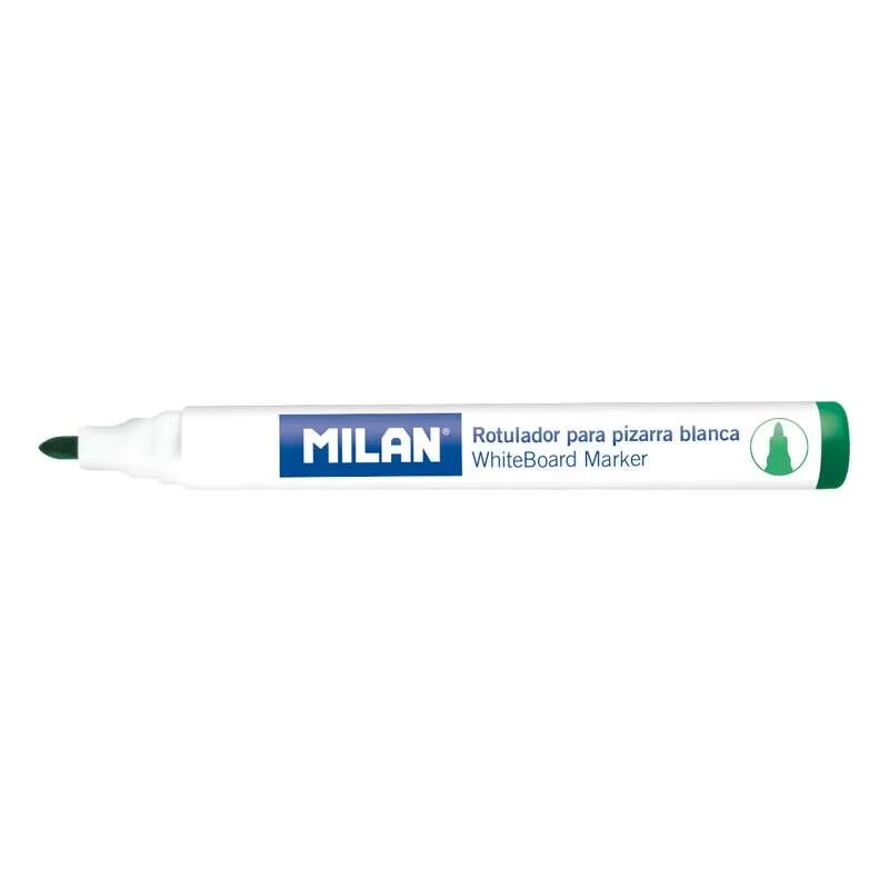 Milan Rotuladores Para Pizarra Blanca Con Punta Redonda - Punta 4.7 Mm - Tinta A Base De Alcohol - Borrable En Seco - Color Verde