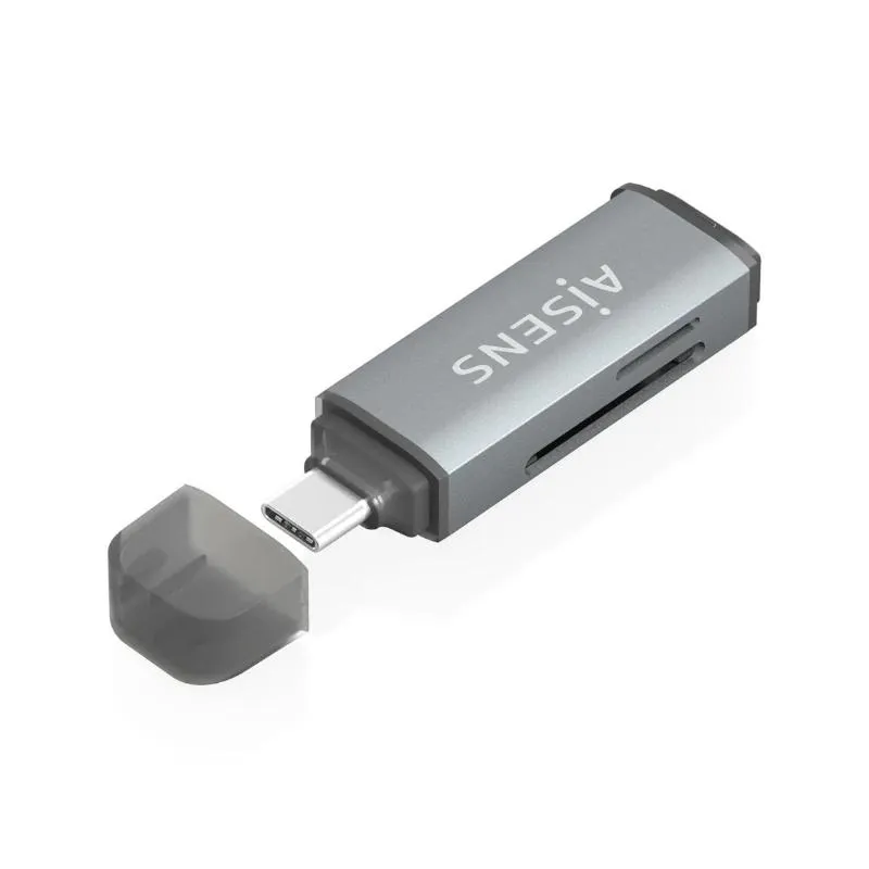 Aisens Lector de Tarjetas USB-C 3.1 Gen1 Compatible con SD, Micro SD, MMC - Gris