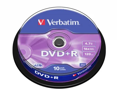 Verbatim DVD+R 4.7GB 16X 10 Pack Spindle Superficie Mate Plata