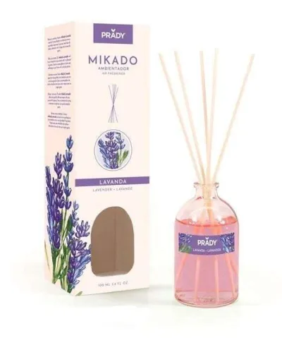 Prady Ambientador Mikado Lavanda 100ml con Varitas Difusoras de Cristal