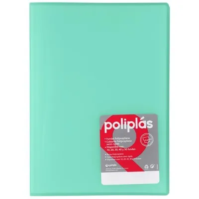 Grafoplás Carpeta Poliplás Translúcida con 10 Fundas Soldadas Folio Mint