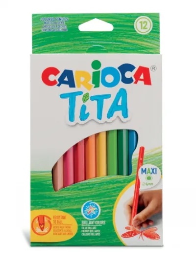 Carioca Tita Maxi Pack de 12 Lápices de Resina Lavables - Colores Brillantes
