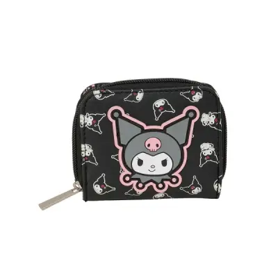Safta Kuromi Monedero Negro con Billetera y Cierre Imán - 110x20x95mm - 0.10L