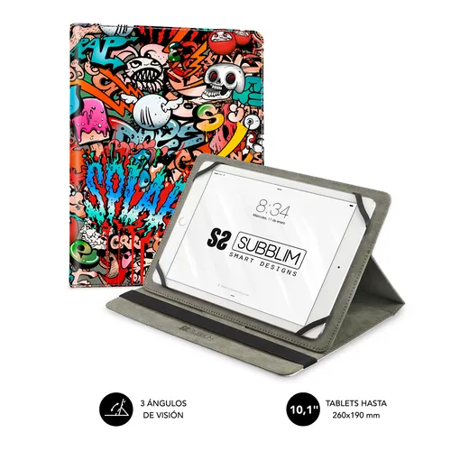 Subblim Funda Universal para Tablet de 9.6" a 11" con Soporte Antideslizante y Posición Ajustable