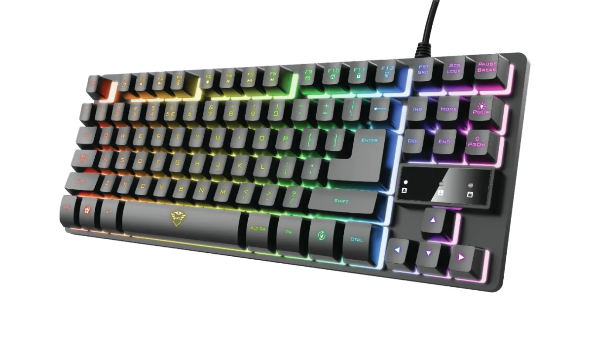 Teclado Trust Gaming Gxt 833 Thado Metálico Compacto Led Multicolor