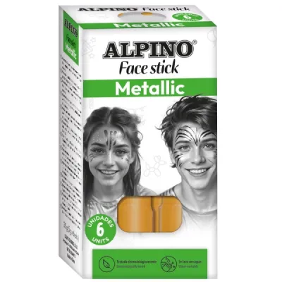 Alpino Fiesta Face Stick Pack de 6 Barritas de Pintura Facial - Color Oro