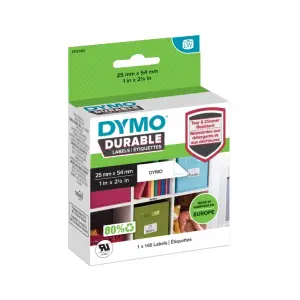 Dymo Pack de 160 Etiquetas Originales para Rotuladora 25mm x 54mm Texto Negro sobre Fondo Blanco