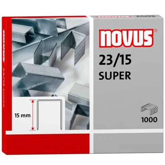 Novus Grapas Super 23/15 para Grapadoras de Gruesos - Caja 1000 Unidades