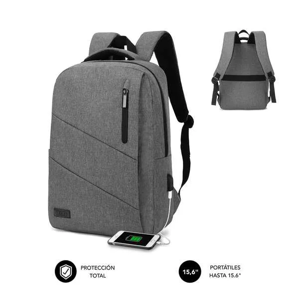 Subblim Mochila City - Para Portatiles De Hasta 15,6" - Resistente Al Agua - Diseño Actual Y Practico - Correas Ajustables - Color Gris