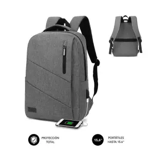 Subblim Mochila City para Portátiles de hasta 15,6" - Resistente al Agua - Color Gris