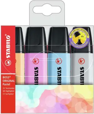 Stabilo Boss 70 Pastel Pack de 4 Marcadores Fluorescentes Recargables 2-5mm
