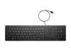 HP Teclado USB con Teclas Silenciosas de Bajo Perfil, Tecla Copilot IA, LED Bloq Mayus/Bloq Num, Inclinación Ajustable, 75% Plástico Reciclado, Negro