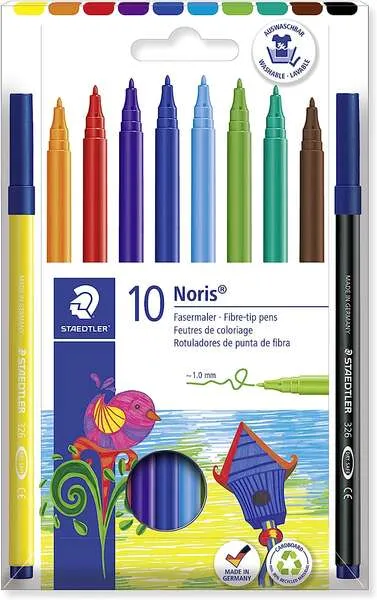 Staedtler 326 Pack de 10 Rotuladores Punta de Fibra 1.0mm Colores Surtidos