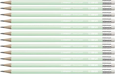 Stabilo Swano Lapiz Grafito Con Goma Pastel Verde -12U-
