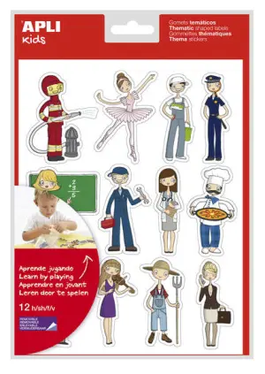 Apli Gomets Temáticos Las Profesiones - 144 Unidades - Adhesivo Removible