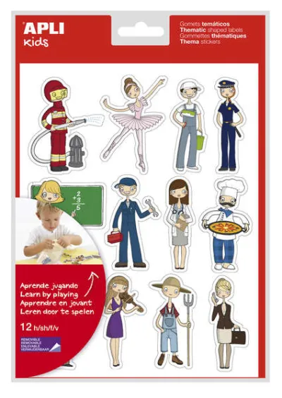 Apli Gomets Temáticos Las Profesiones - 144 Unidades - Adhesivo Removible