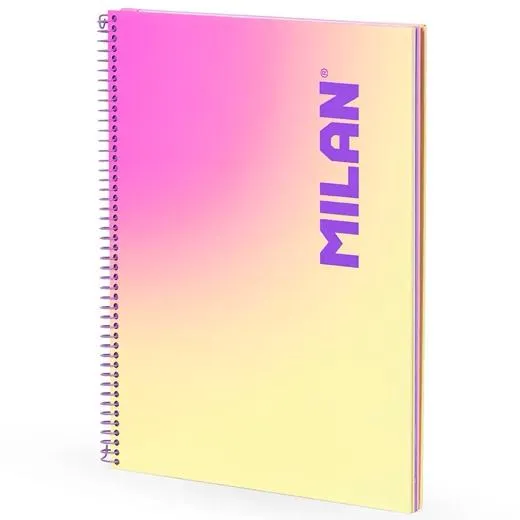 Milan Cuaderno Espiral A4 90H 95Gr Cuadrícula 5X5 Tapa Dura Colección Sunset Amarillo