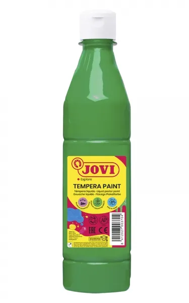 Jovi Tempera Paint Tempera Liquida 500Ml - Base Agua - Lista Para Usar - Alto Poder Cubriente - Secado Rapido - Excelente Fluidez - Adherencia En Multiples Superficies - Color Verde