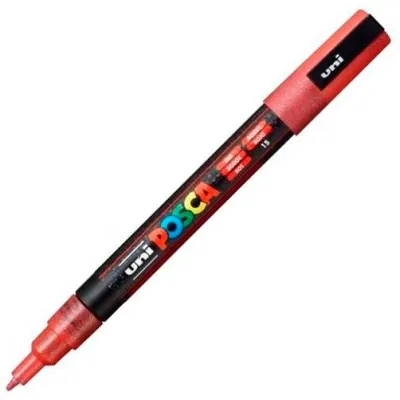 Posca Marcador  Pc-3Ml Punta Cónica 0,9 - 1,3 Mm Rojo Purpurina