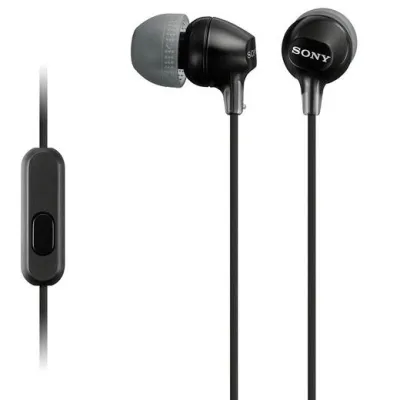Sony Auriculares EX-15AP Internos Ligeros con Micrófono Jack 3.5 Negro