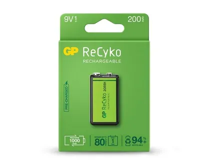 GP Batteries ReCyko Pila Recargable 200mAh 9V Precargada Hasta 1000 Ciclos