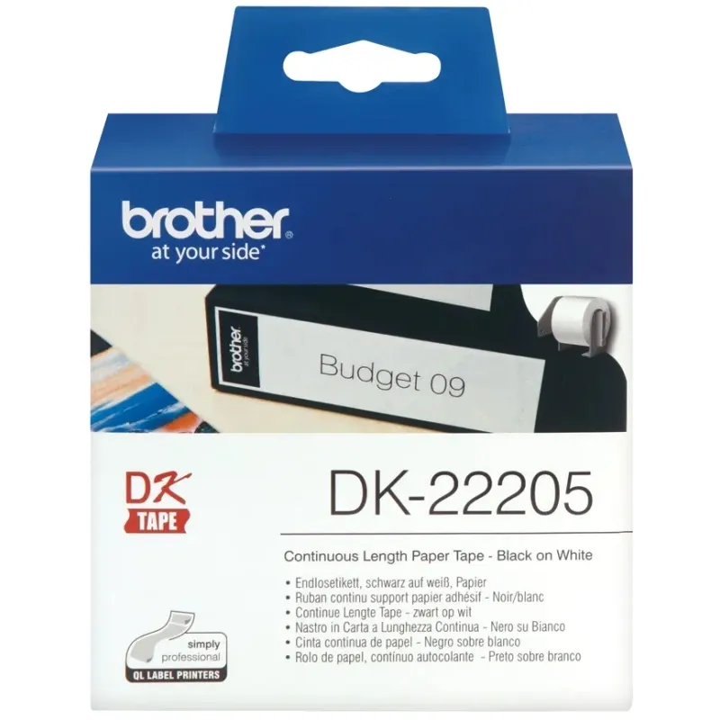 Brother Cinta Continua Papel Térmico Adhesivo Blanco 62mm x 30,48m