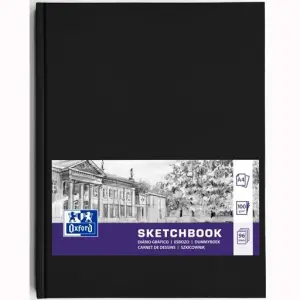 Oxford Cuaderno Cosido Esbozo Artbook A4 96H Liso 100g Papel Color Crema Tapa Extradura Negra