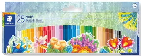 Staedtler Noris 241 Pack de 25 Ceras Blandas 8mm Colores Surtidos Resistencia a la Rotura
