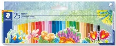Staedtler Noris 241 Pack de 25 Ceras Blandas 8mm Colores Surtidos Resistencia a la Rotura
