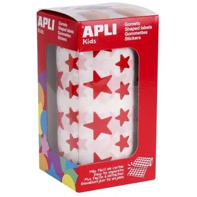 Apli Gomets Estrella 12,5mm y 19,5mm en Rollo Rojo