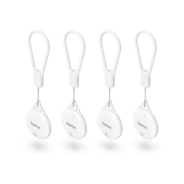 Hama Find My Pack De 4 Localizadores Antiperdida Para Apple - Bluetooth - Policarbonato Y Silicona - Autonomia Hasta 240 Dias - 4.6X3.6X0.9Cm - Color Blanco