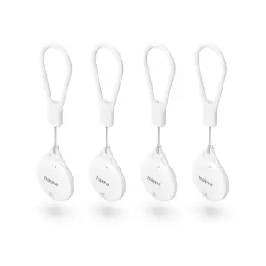 Hama Find My Pack de 4 Localizadores Antiperdida para Apple - Bluetooth - Policarbonato y Silicona - Autonomia hasta 240 Dias - 4.6x3.6x0.9cm - Color Blanco