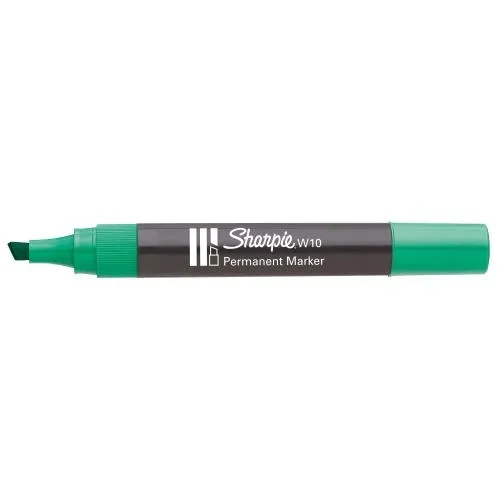 Sharpie Marcador Permanente W10 Punta Biselada Verde 12 Ud