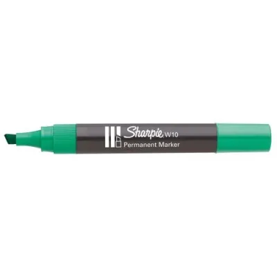 Sharpie Marcador Permanente W10 Punta Biselada Verde 12 Unidades