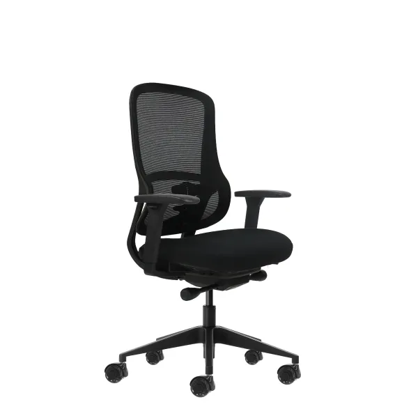 Oqonos Cherg 021 Silla De Oficina Ergonomica Con Mecanismo Autobalanceado, Reposabrazos 4D, Asiento Deslizable Y Ruedas De Silicona - Negro