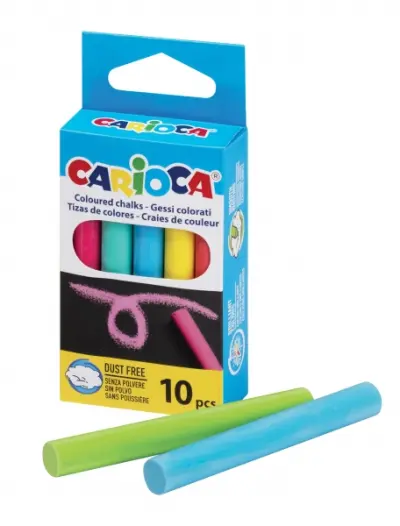 Carioca Pack de 10 Tizas Estandar Sin Polvo Colores Brillantes Lavables