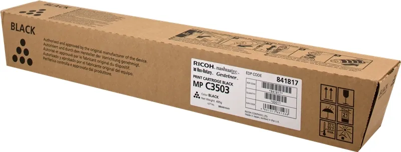 Ricoh Aficio Mp-C3003/Mp-C3004/Mp-C3503/Mp-C3504/Mp-C4504/Mp-C5504/Mp-C6004 Negro Cartucho De Toner Original - 841817/841813
