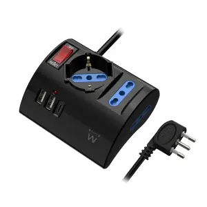 Ewent Regleta de Sobremesa 6 Tomas Schuko, 2x USB-A, 1x USB-C, 1.5m, Negro
